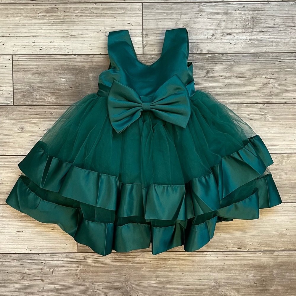 Pideno | Tutu Gown Ruffle Lace Tulle Toddler Dress w/ Bow | Size: 3T